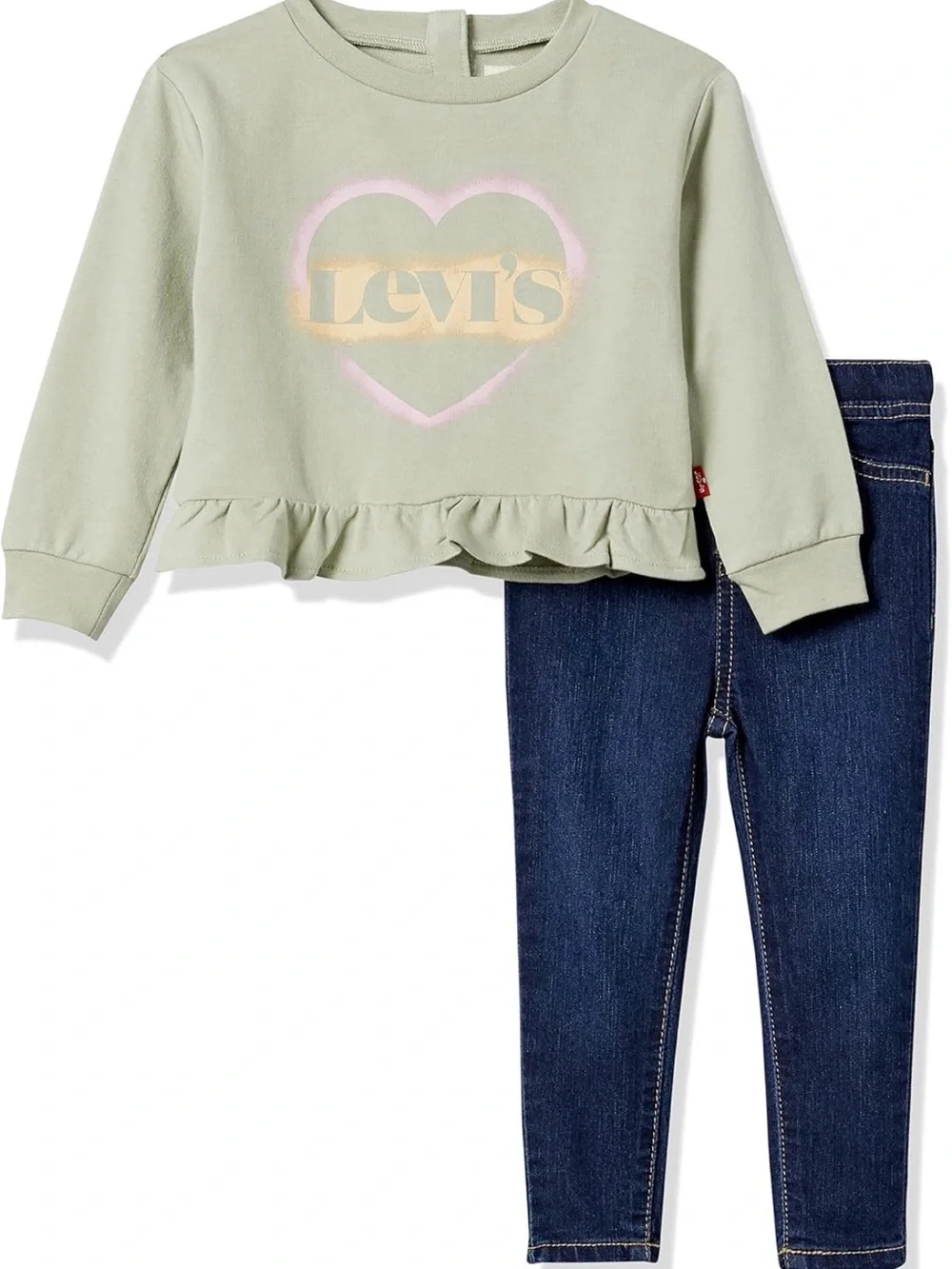 Levi's Baby Girls' Long Sleeve T-shirt and Jeans 2-piece Set - 9M